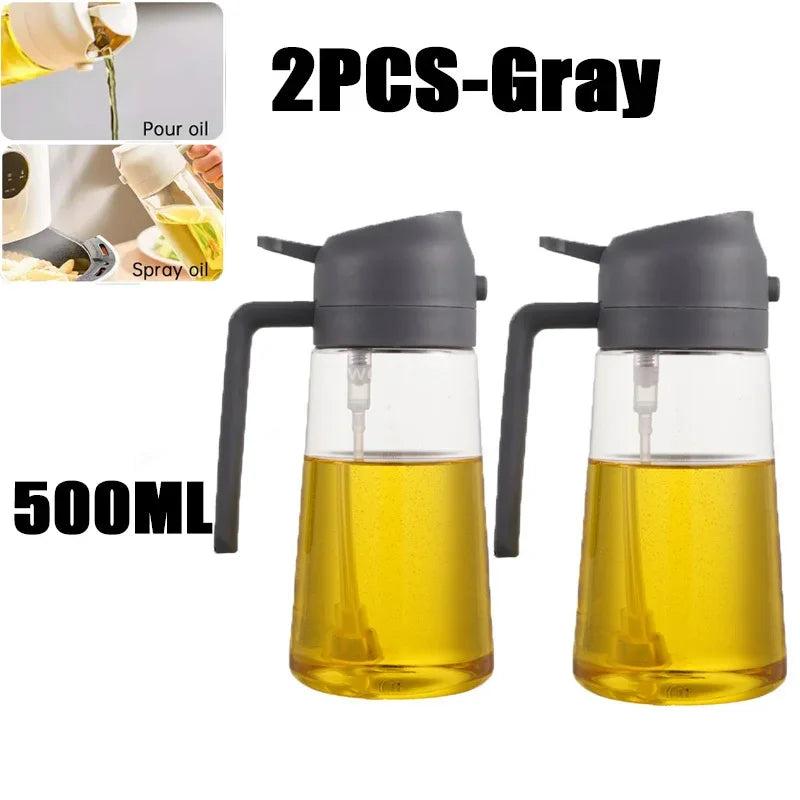 2-in-1 Kitchen Spray Oil Dispenser (500ml) – Refillable Oil Sprayer for Air Fryer, Salad, Grilling & Roasting