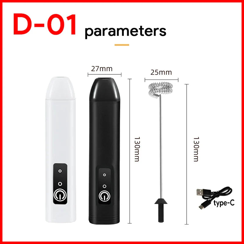 Wireless Milk Frother Electric Type-C Handheld Blender Stainless Steel Mini Coffee Maker Whisk Mixer For Coffee Cappuccino Cream