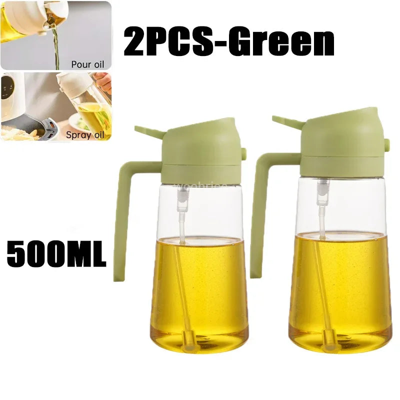 2-in-1 Kitchen Spray Oil Dispenser (500ml) – Refillable Oil Sprayer for Air Fryer, Salad, Grilling & Roasting