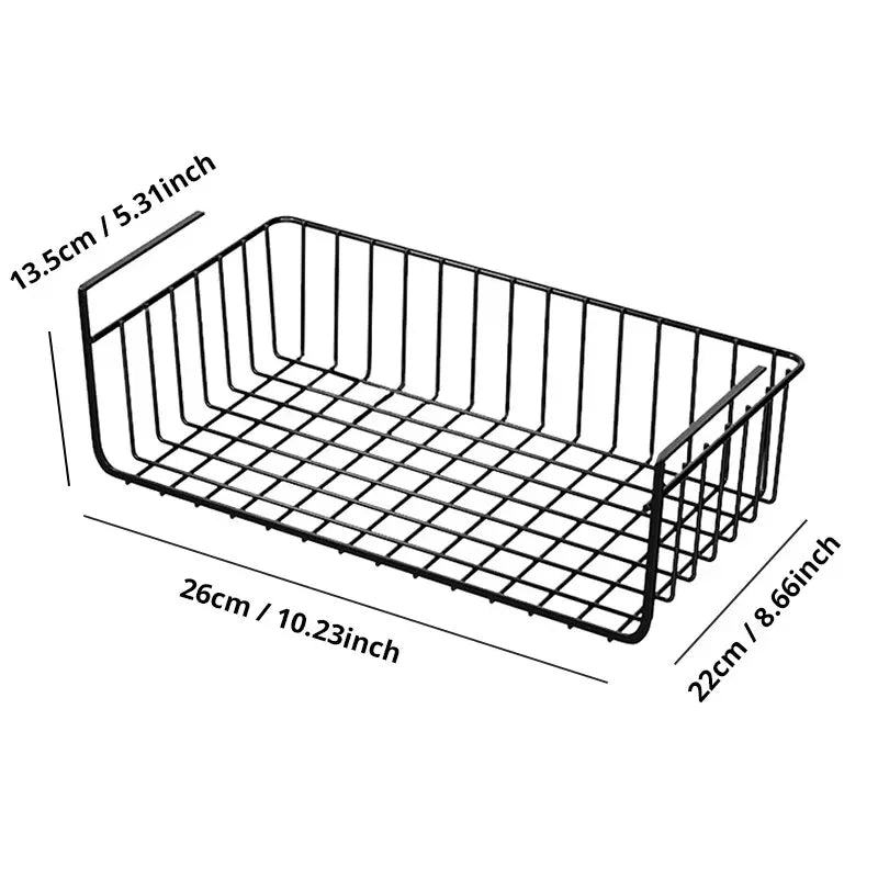 HangEase – Large Iron Under-Shelf Storage Basket for Kitchen & Wardrobe