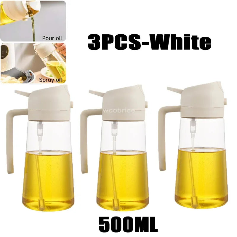 2-in-1 Kitchen Spray Oil Dispenser (500ml) – Refillable Oil Sprayer for Air Fryer, Salad, Grilling & Roasting