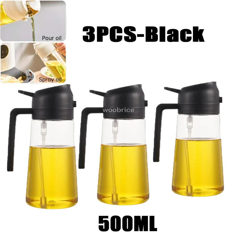 2-in-1 Kitchen Spray Oil Dispenser (500ml) – Refillable Oil Sprayer for Air Fryer, Salad, Grilling & Roasting