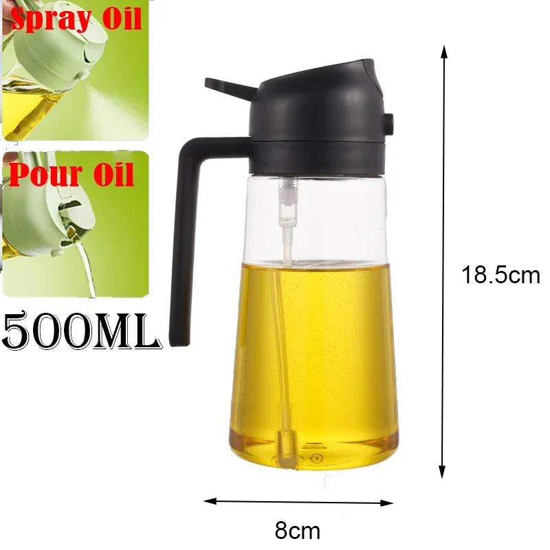2-in-1 Kitchen Spray Oil Dispenser (500ml) – Refillable Oil Sprayer for Air Fryer, Salad, Grilling & Roasting