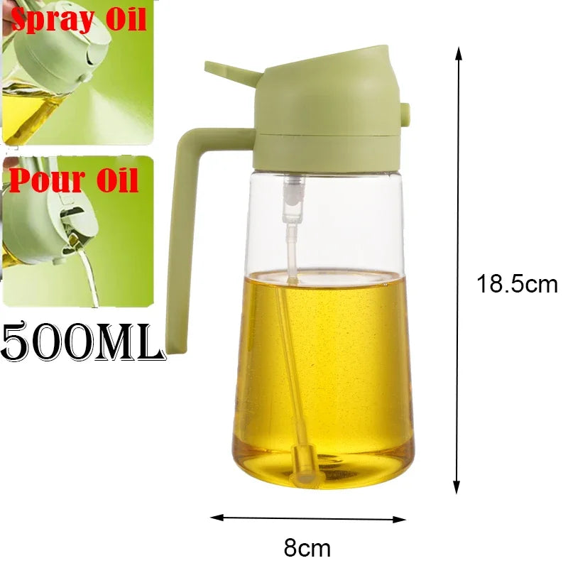 2-in-1 Kitchen Spray Oil Dispenser (500ml) – Refillable Oil Sprayer for Air Fryer, Salad, Grilling & Roasting