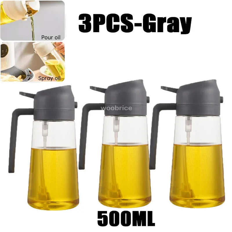 2-in-1 Kitchen Spray Oil Dispenser (500ml) – Refillable Oil Sprayer for Air Fryer, Salad, Grilling & Roasting