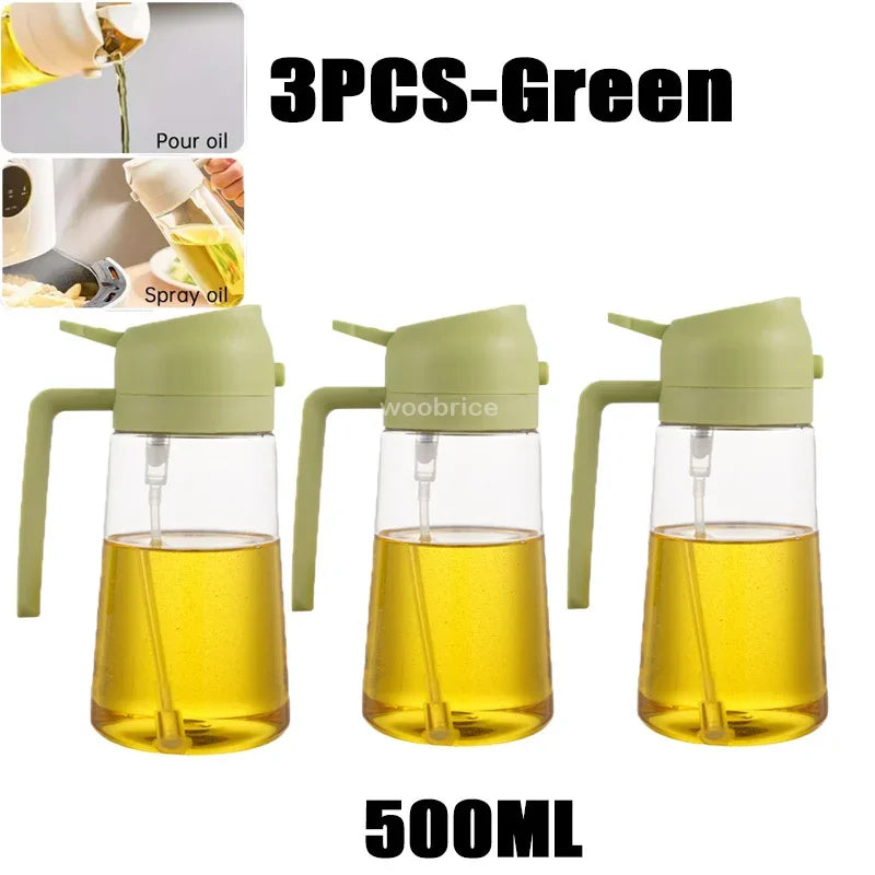 2-in-1 Kitchen Spray Oil Dispenser (500ml) – Refillable Oil Sprayer for Air Fryer, Salad, Grilling & Roasting