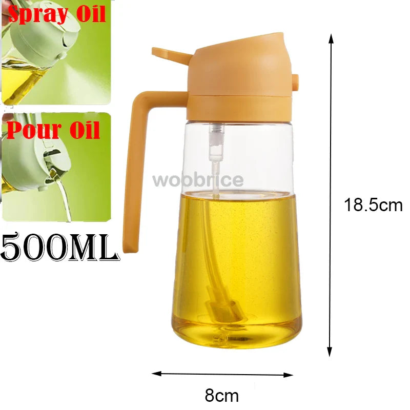 2-in-1 Kitchen Spray Oil Dispenser (500ml) – Refillable Oil Sprayer for Air Fryer, Salad, Grilling & Roasting