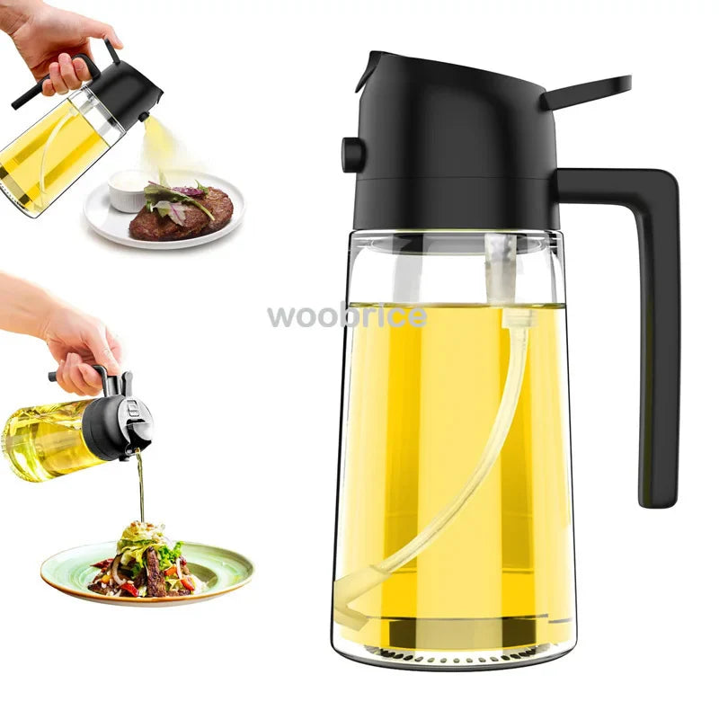 2-in-1 Kitchen Spray Oil Dispenser (500ml) – Refillable Oil Sprayer for Air Fryer, Salad, Grilling & Roasting